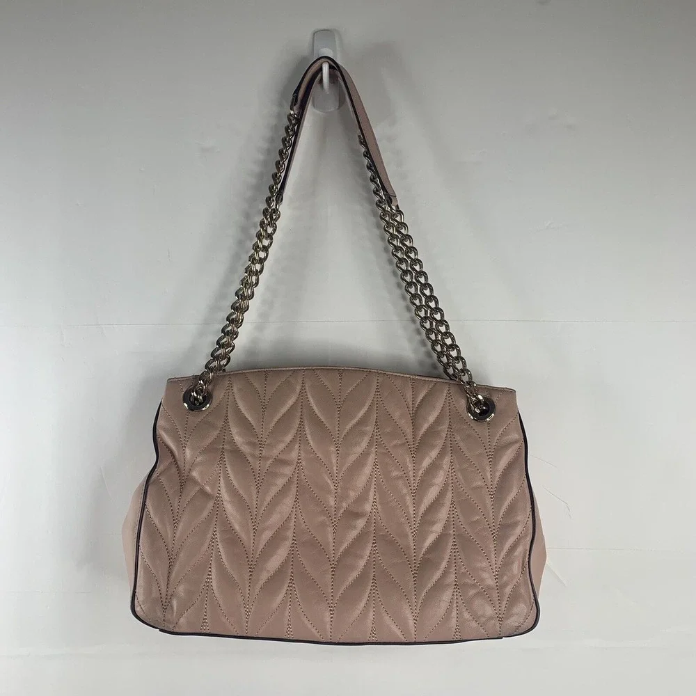 Kate Spade Large Shoulder Bag Briar Lane Quilted Emelyn Pink Leather Gold Chain